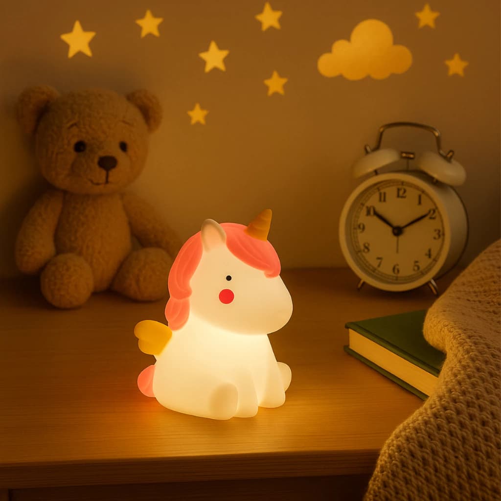 Luminária Infantil Unicórnio 3D abajur Noturno Mesa quarto decoração infantil rosa magico bebê
