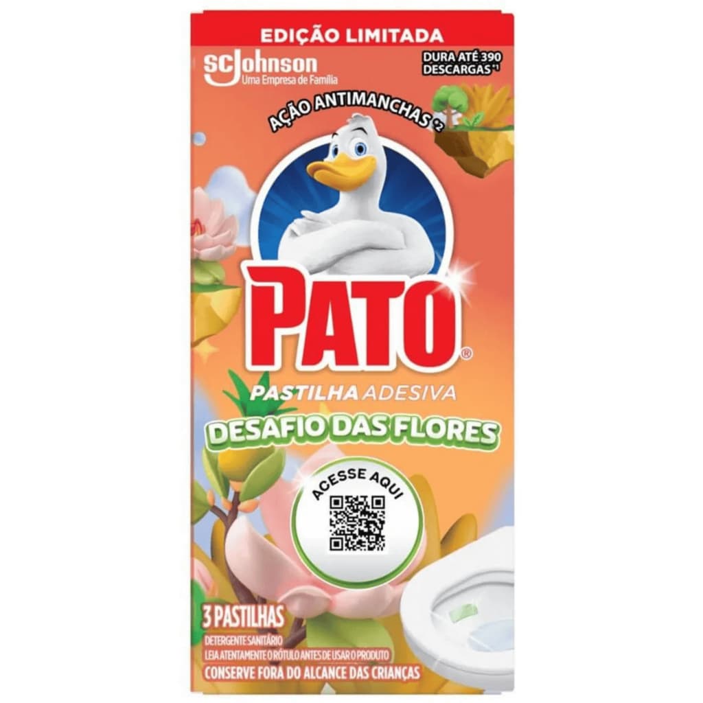 Pastilha adesiva sanitária Pato detergente desafios das flores edição limitada limpeza continua