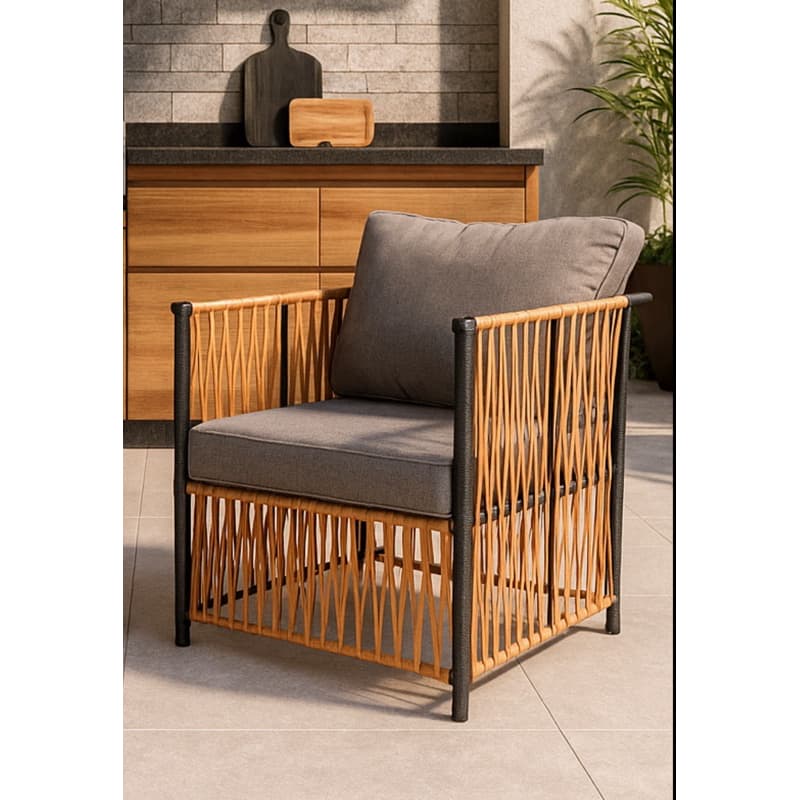 Poltrona Milão - feita de Junco/Fibra Sintética Ideal para sua Area Gourmet - Varanda - Area de Piscina