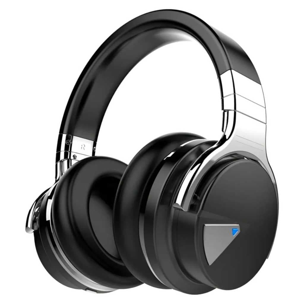 Fone de ouvido Bluetooth Cowin E7 preto e prata com microfone