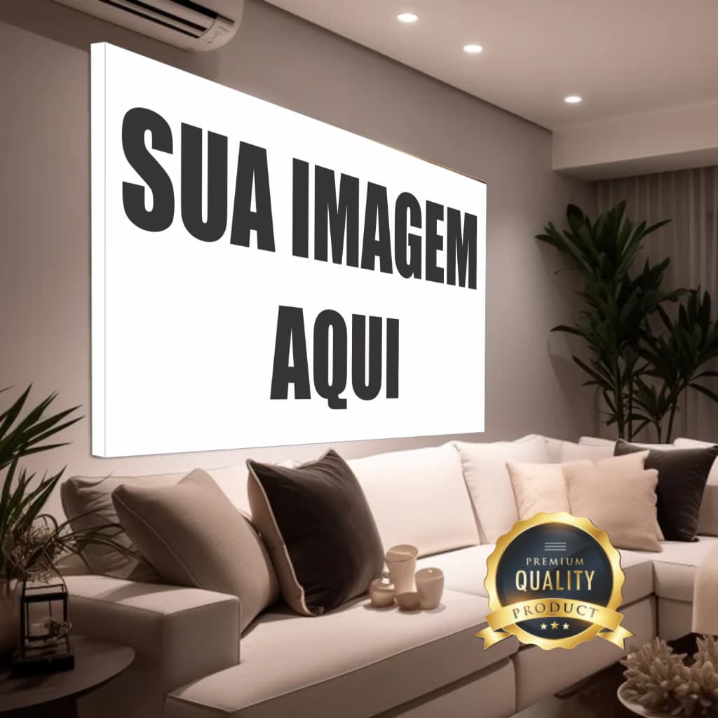 Quadro personalizado tela tecido canvas 120x80 branco com texto preto