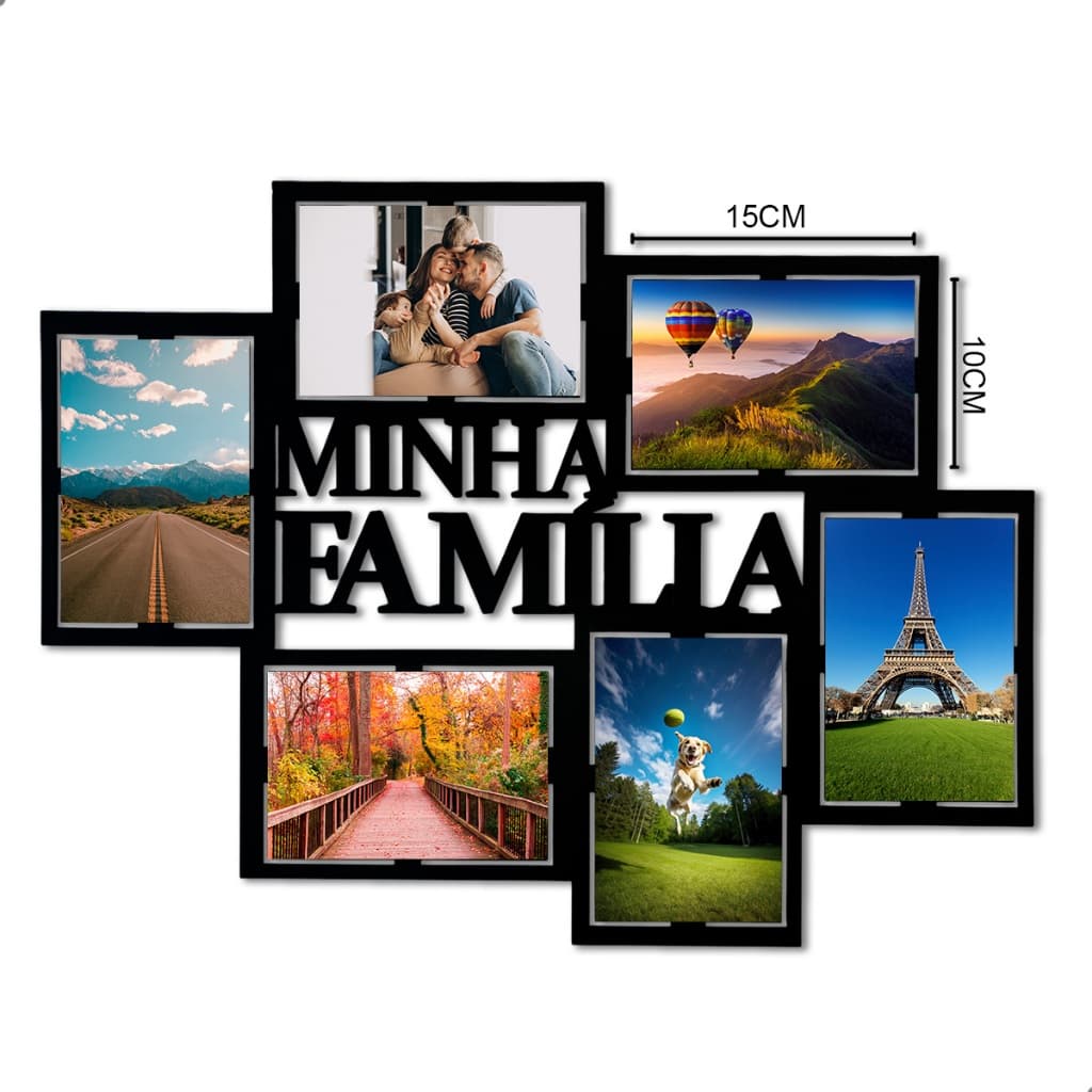 Mural De Fotos Minha Família MDF Porta Retrato Parede Painel Porta Fotos Decorativo Quadro Família Decoração Sala