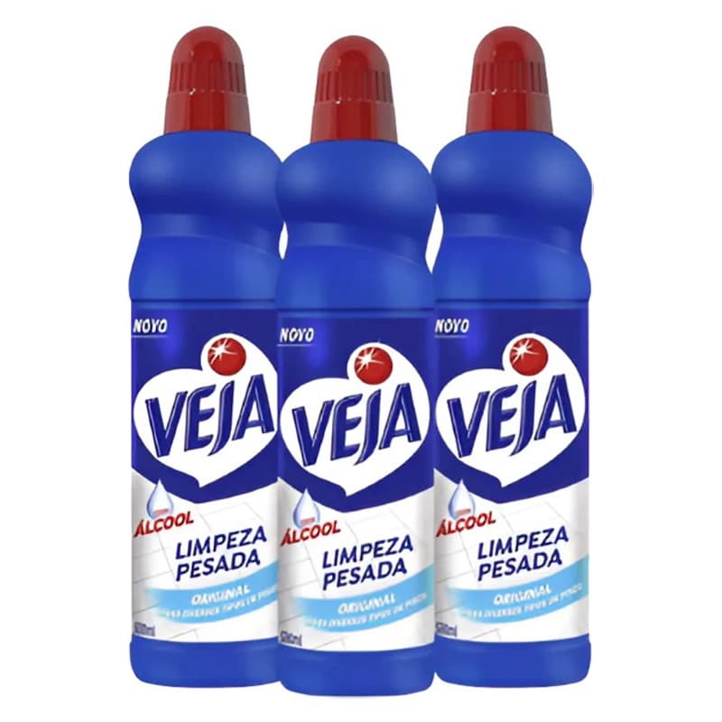 Kit c/ 3 Un Veja Limpador Limpeza Pesada 500ml - Poder de Limpeza 2X, Remoção de Sujeiras Difíceis, Kit c/3 Unidades