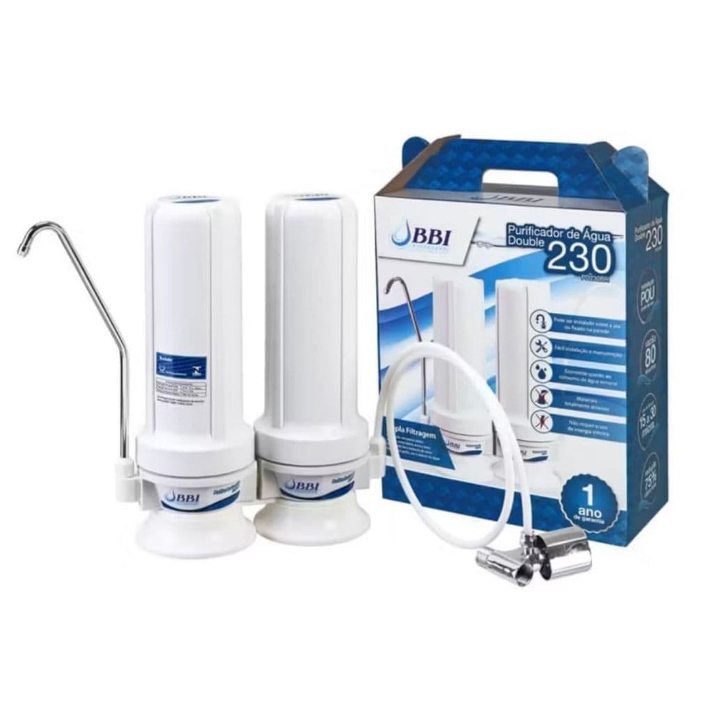 Filtro Purificador de Água BBI Double - PD230BR Branco Purificador Filtro de Água Carvão Ativado Hoken As1 + 1 Refil - R