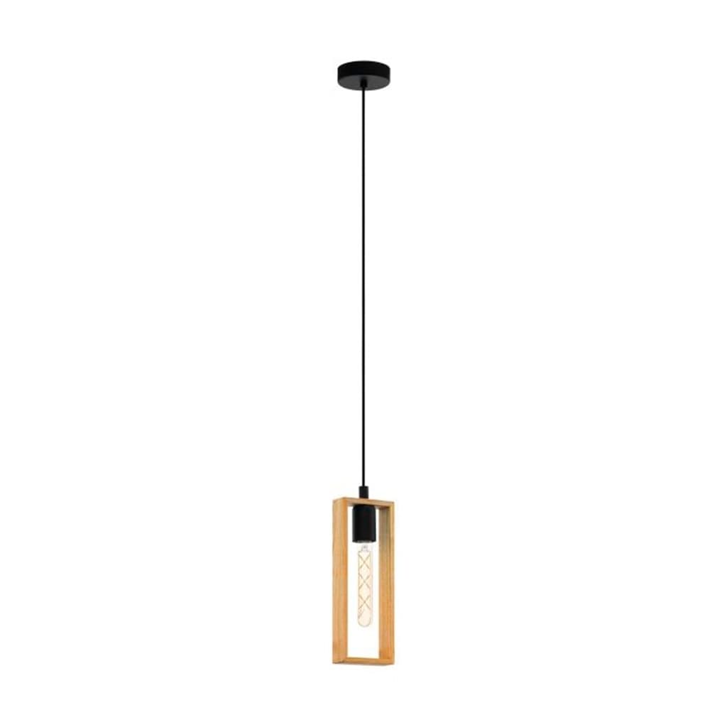 Luminária pendente decorativa madeira e metal preto Eglo