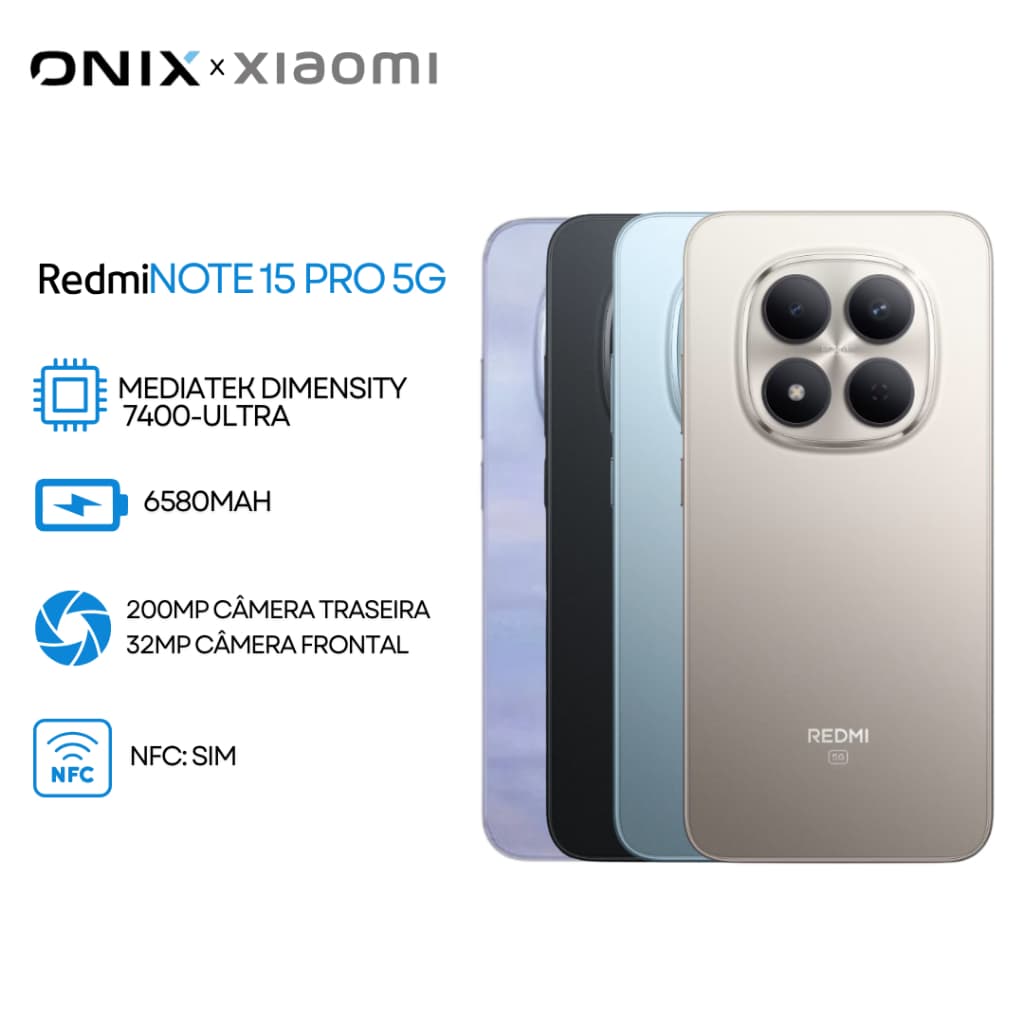 Smartphone Xiaomi Redmi Note 15 PRO 5G, 256GB/8GB RAM, câmera 200MP, MediaTek Dimensity 7400-Ultra