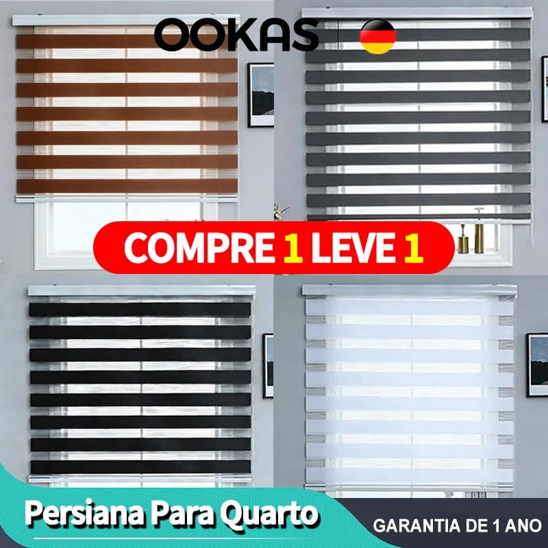 Persianas OOKAS dupla camada espessada preto e branco blackout