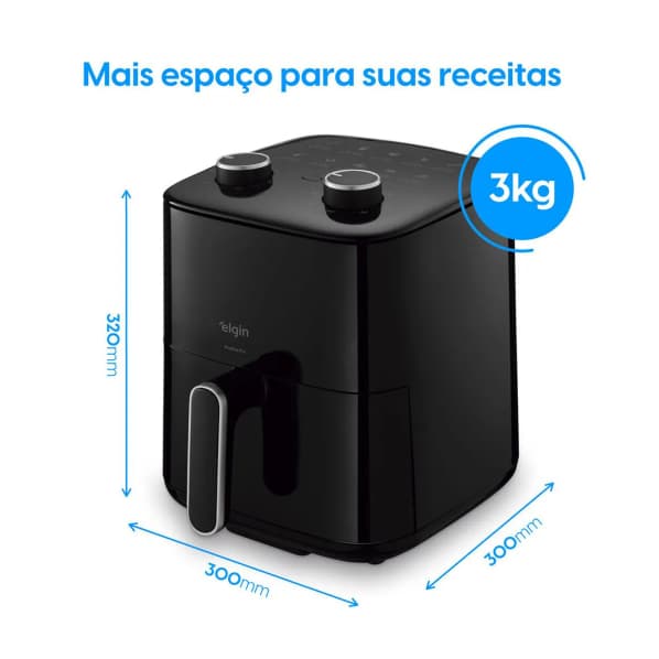 Fritadeira elétrica Air Fryer 3,7 litros 1400W 127V sem óleo fácil e rápido preta
