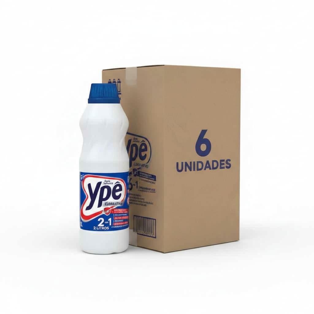 Kit 6 unidades Água Sanitária Ypê 2L – Cloro Ativo para Limpeza e Desinfecção