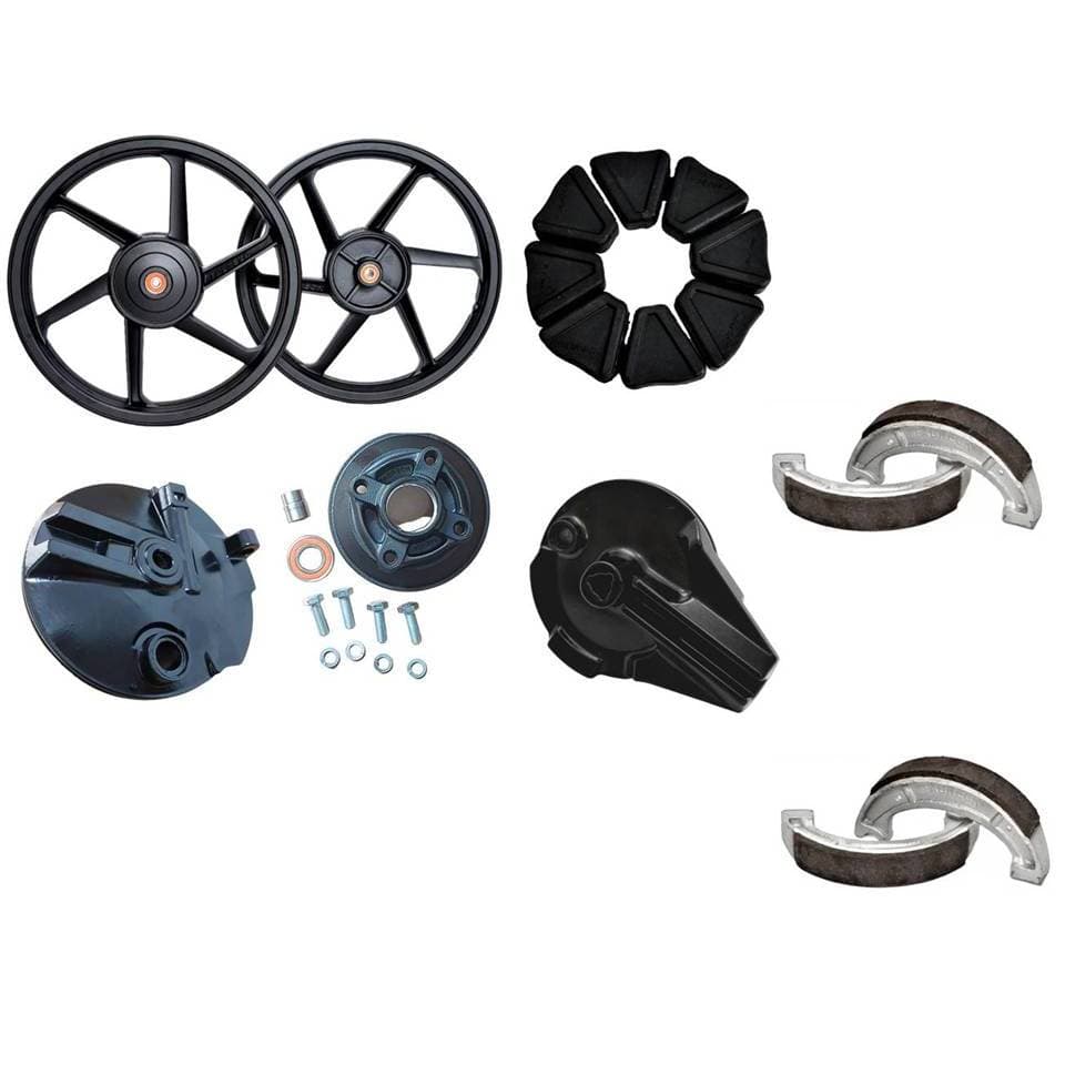 Par Rodas Liga Leve Modelo 6 Palitos para Titan 99 e rolamentos e flange freios a tambor (lonas)