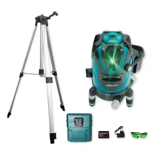 Nível laser Arita 05 linhas verde recarregável com kit e tripé