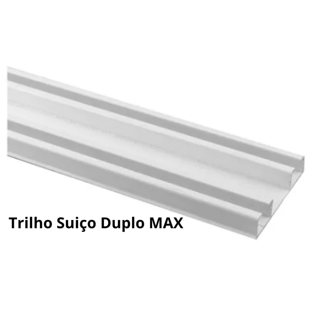 Kit Completo Trilho Suíço Duplo Max Para Teto 4,0m Branco Deslizante Com Parafuso E Bucha