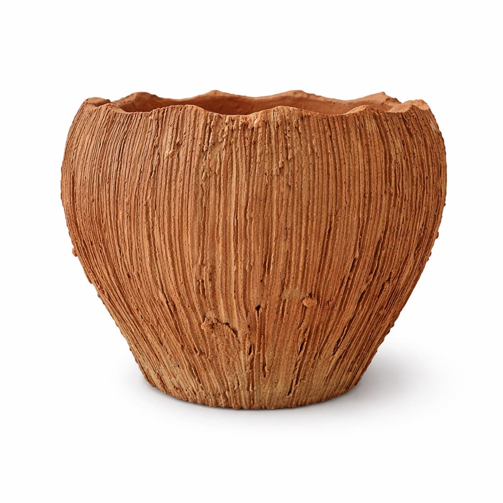 Vaso de barro estilo coco marrom para plantas tamanho M e G