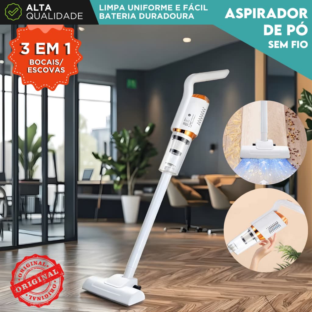 Aspirador de pó portátil sem fio CHAI, 3 em 1, para casa, carro e pelos de pet, com bateria durável.