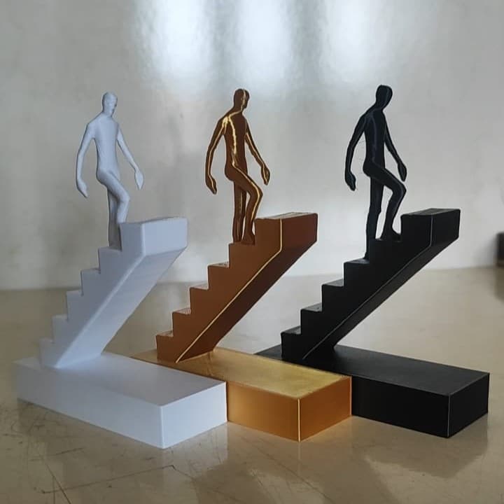 Escultura Caminho para o Sucesso 11,5 cm e 18 cm | PLA | Decoração Motivacional Moderna p/ Escritório e Home Office