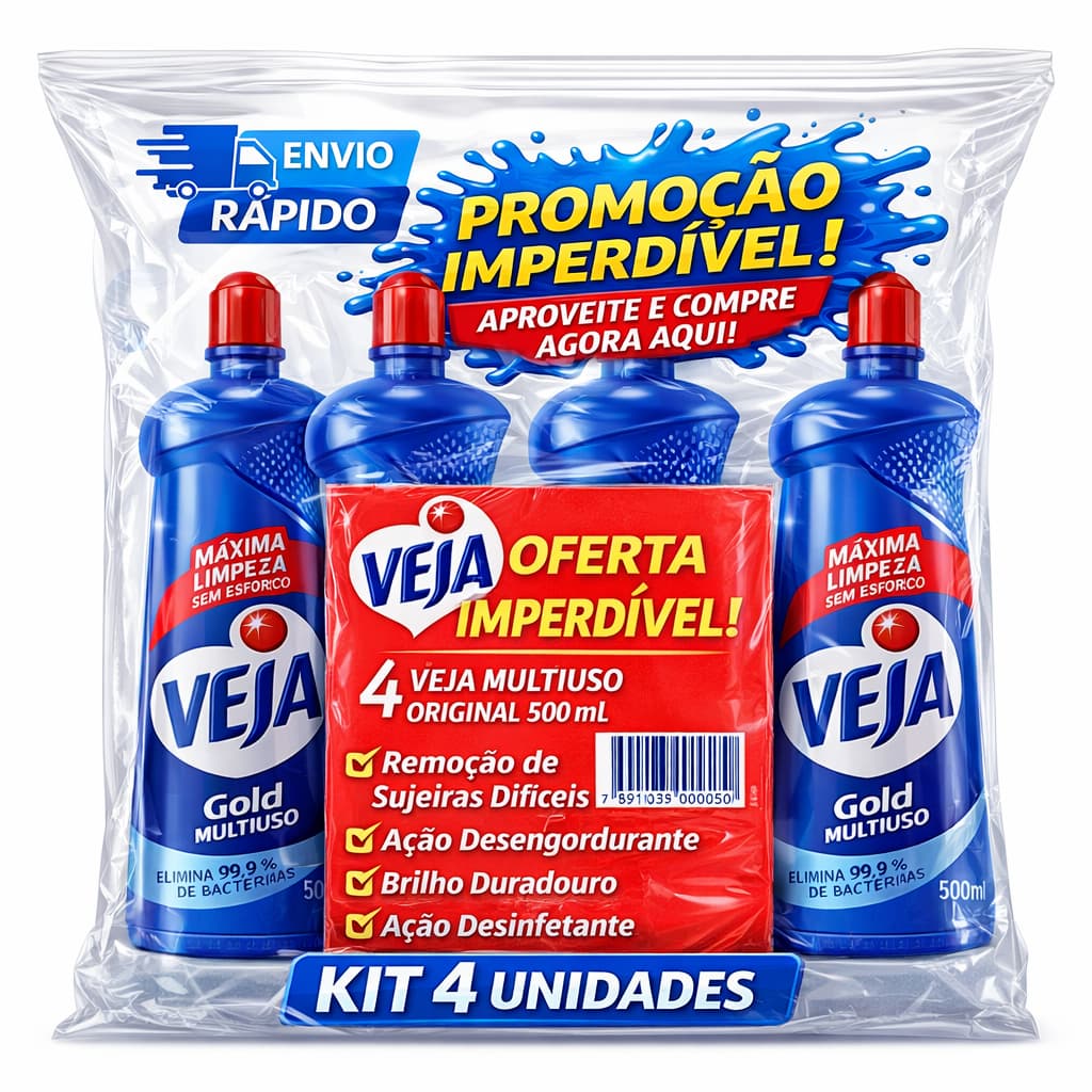 Veja Gold Multiuso 500ml Original Limpeza Pesada - Compre Agora Veja Gold Multiuso 500ml Original