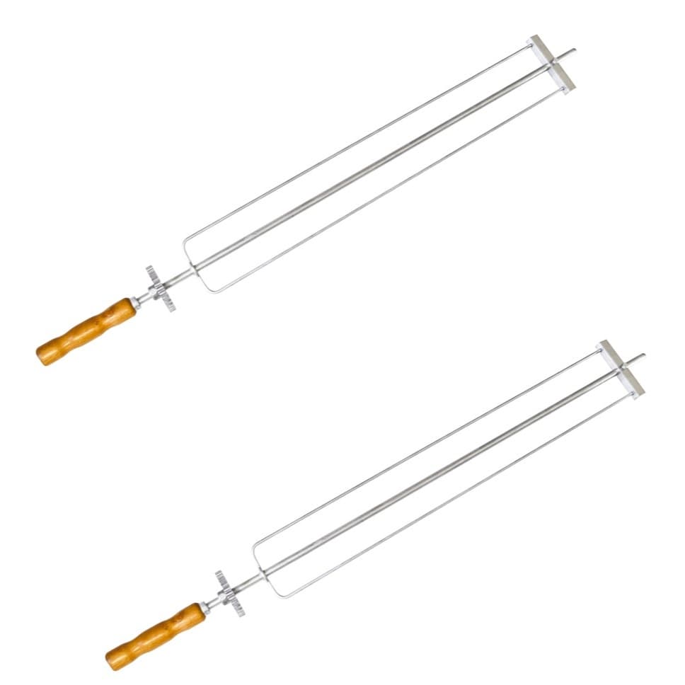 2 Espetos Triplo Frangueira Varão Para Maquina Assar Frango com ENGRENAGEM 82MM