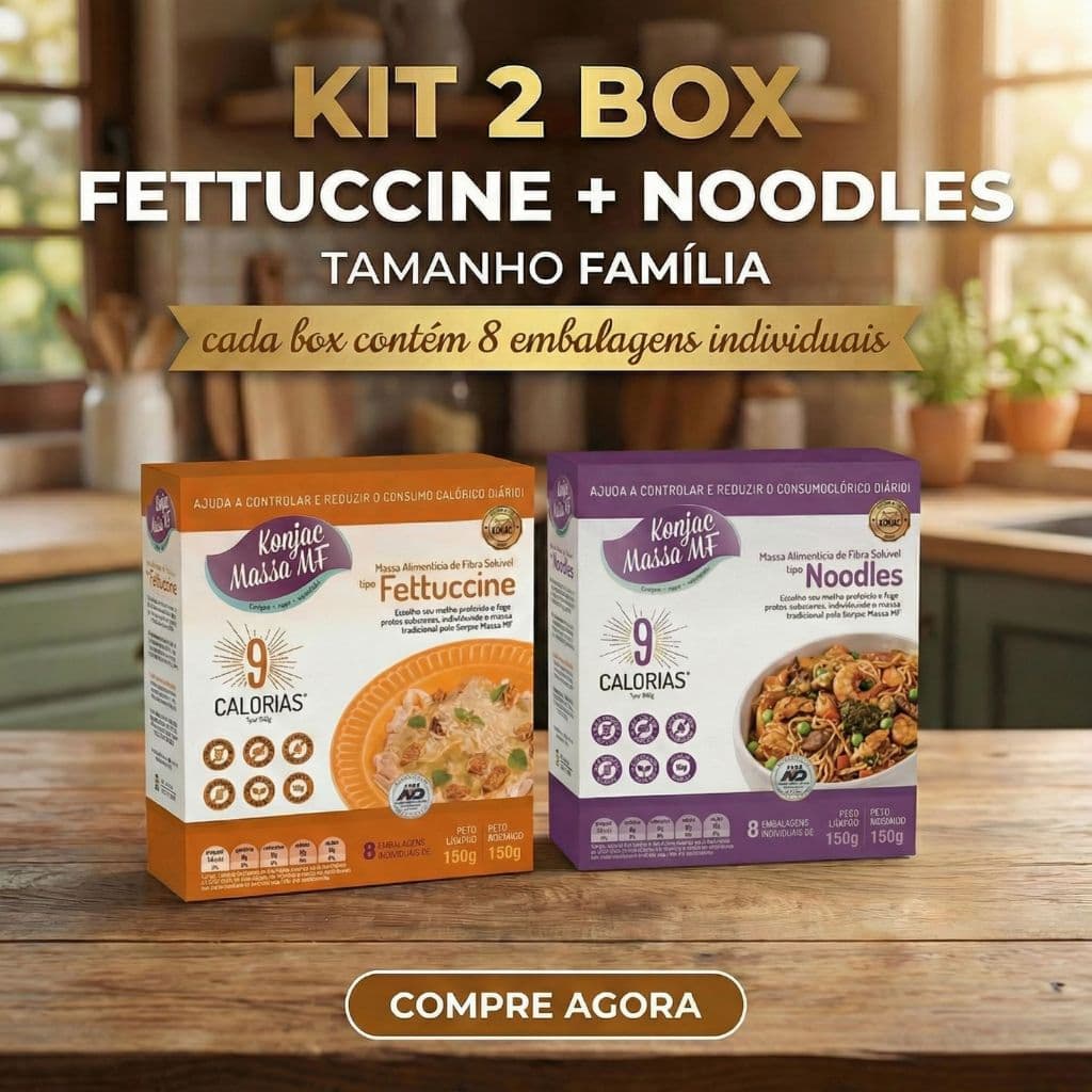Kit 2 Box Konjac Massa Tipo Macarrão Fettuccine + Noodles Sem Glúten Zero Carb