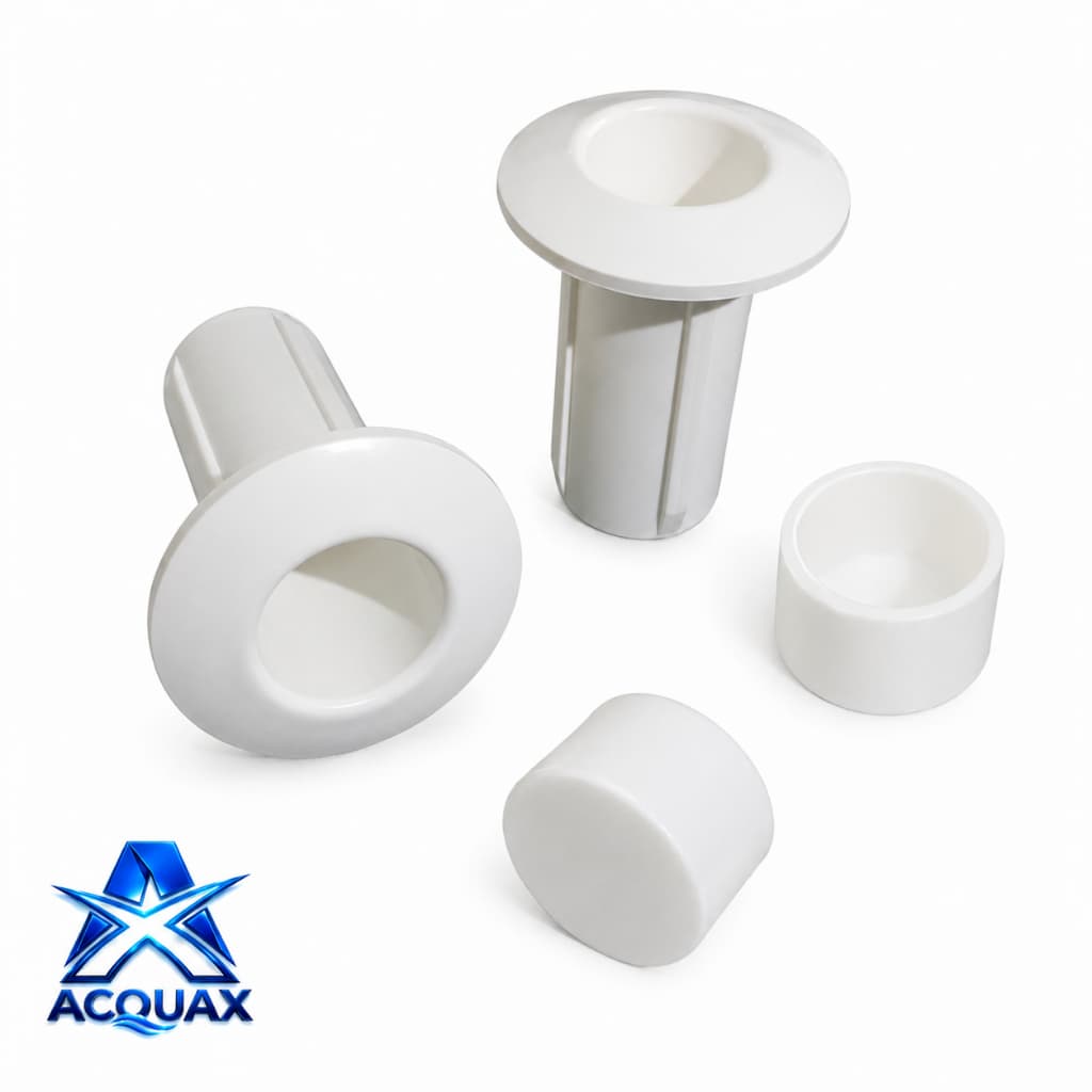 Kit Acabamento Reposição Escada Piscina com Chumbadores e Encostos de Borracha Brancos