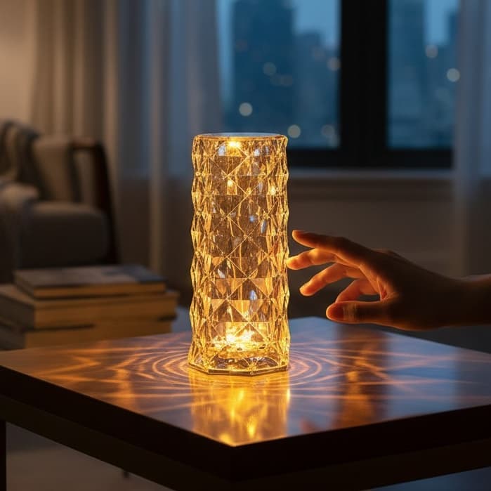 Abajur de Mesa Luminária Led Usb Multicor 21cm com Controle Remoto 3 Intensidades Decoração Quarto Sala Presente