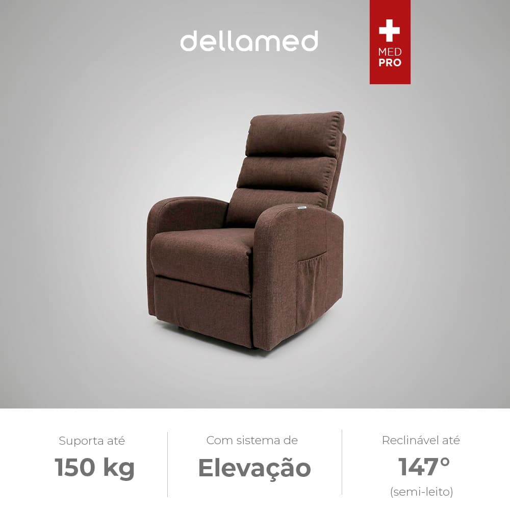Poltrona Leito Elevatória e Reclinável Elevamed Dellamed  com Controle Bivolt