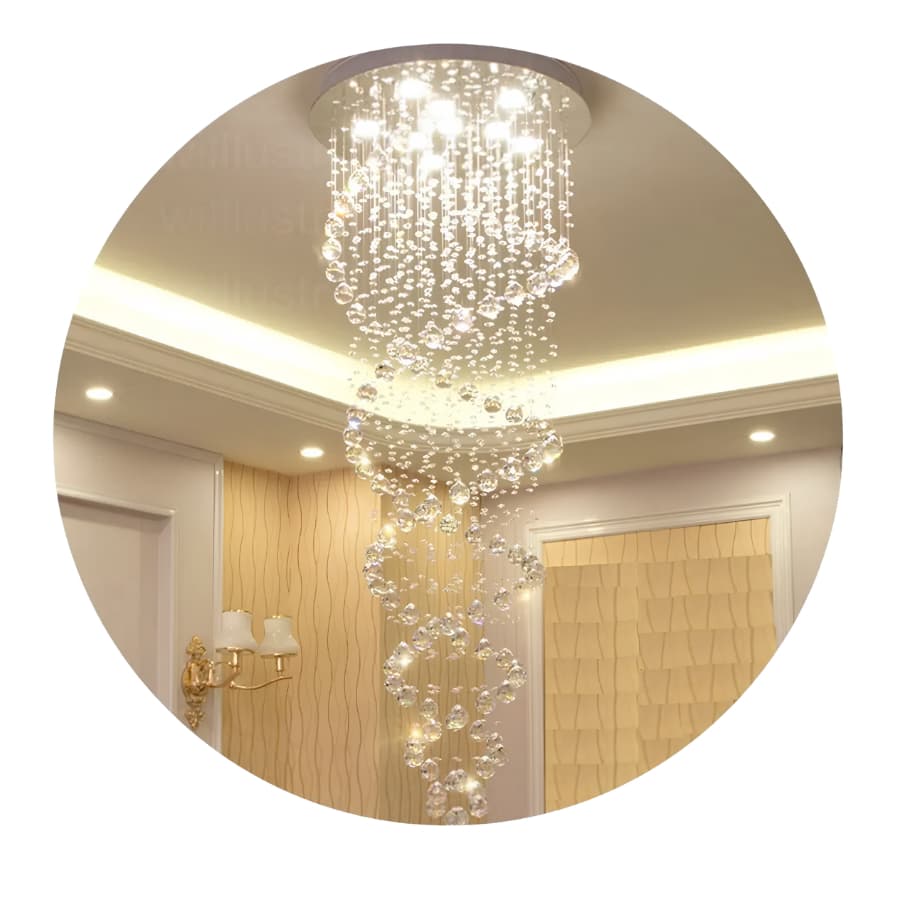 Luminária pendente espiral dupla em cristal K9 para ambientes modernos