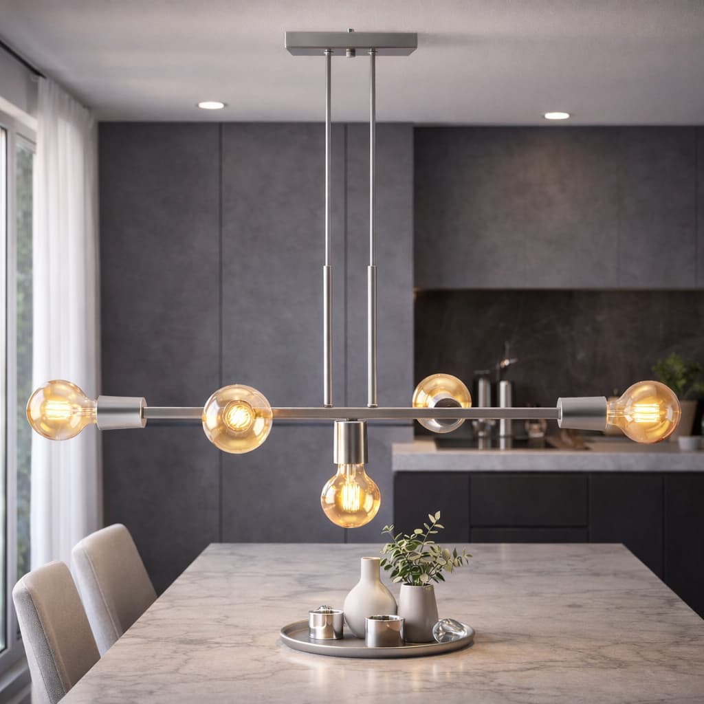 Luminária de teto Lustre Linear 5 lâmpadas para sala de jantar, cozinha pendente E27