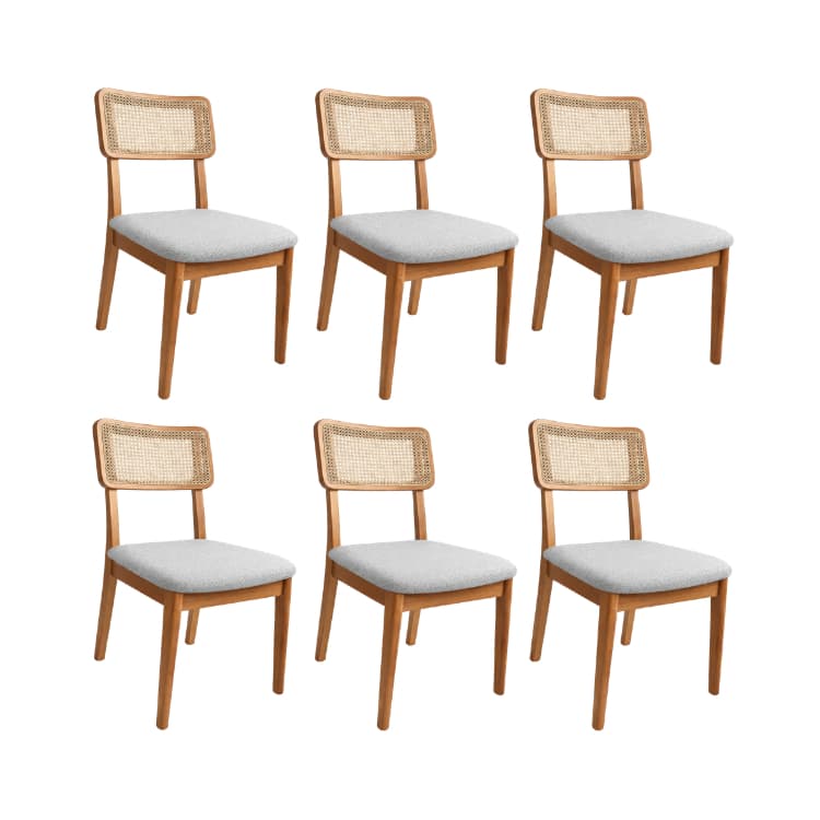 Cadeira Grécia Rattan Bicolor Kit 6 unid Sala de Jantar Recepção Madeira e Telinha