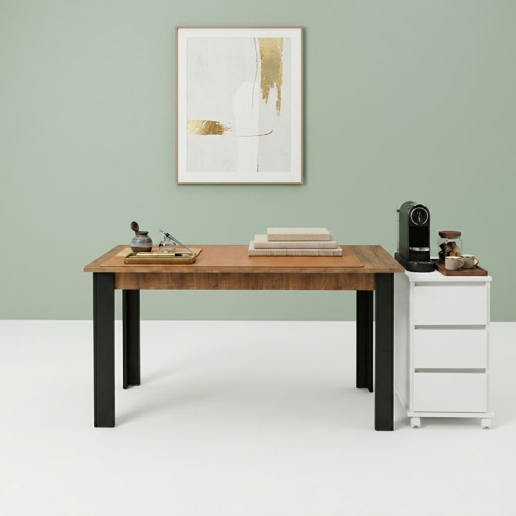 Mesa Escrivaninha Moderna 90cm Com Gaveteiro Rodízios