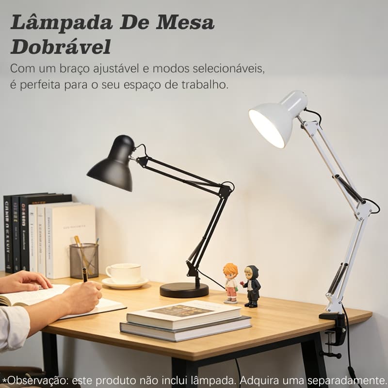 Luminárias de mesa dobráveis preto e branco para escritório e salão de beleza