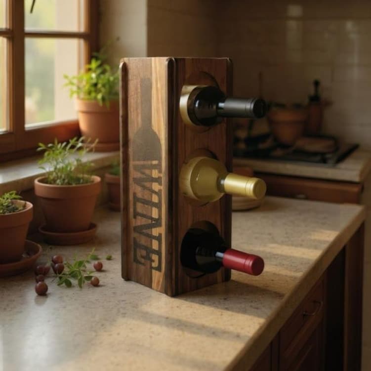 Adega Para 3 Garrafas Mdf Decorativo Bar Parede Gourmet Cantinho Do Vinho Casa E Decoração