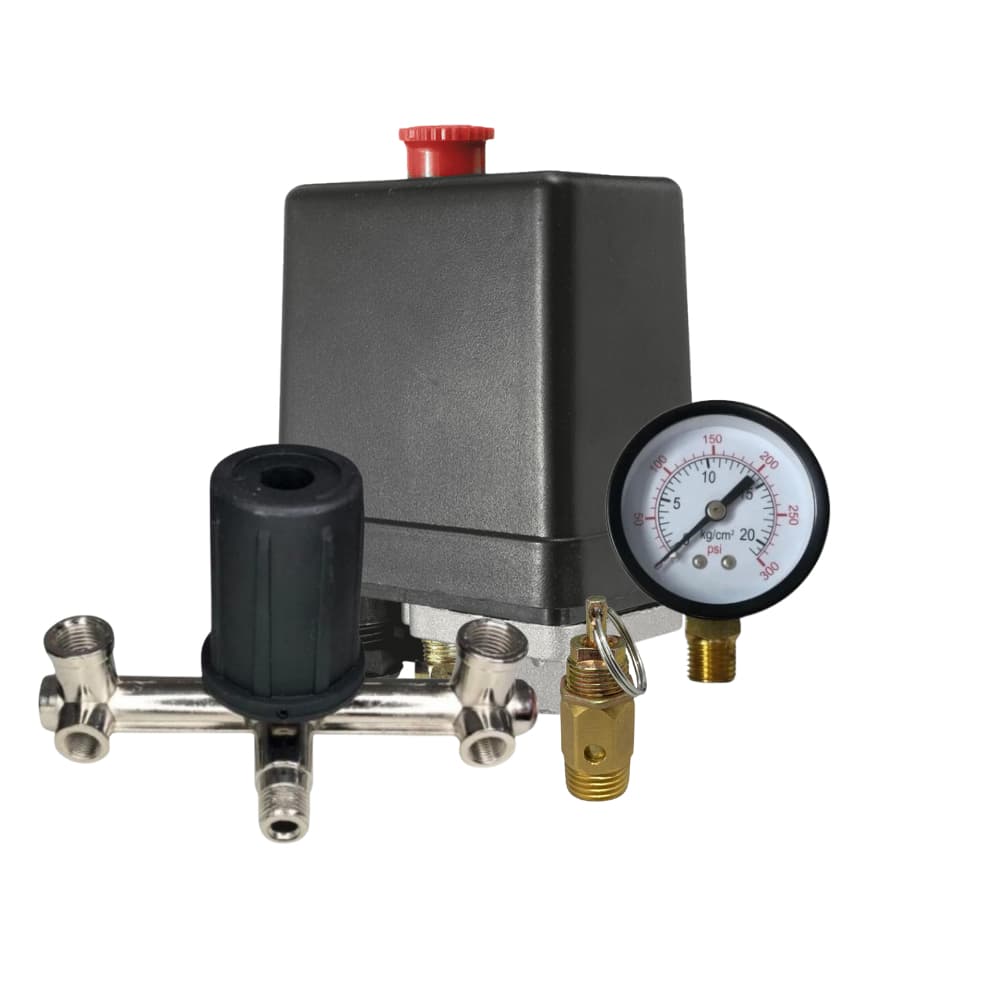 Kit Regulador Cruzeta Pressostato Manômetro e Válvula de Segurança Compressor Motocompressor