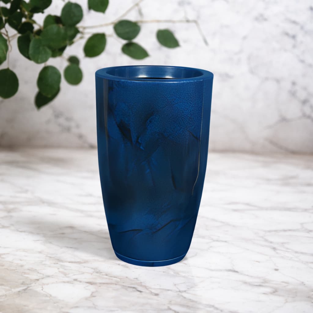 Vaso decorativo azul marmoreado para plantas e flores