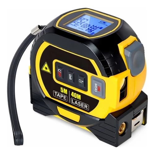 Trena Digital com Medidor a Laser 40 Metros Fita Métrica LCD Multifuncional Medidor de Área e Volume