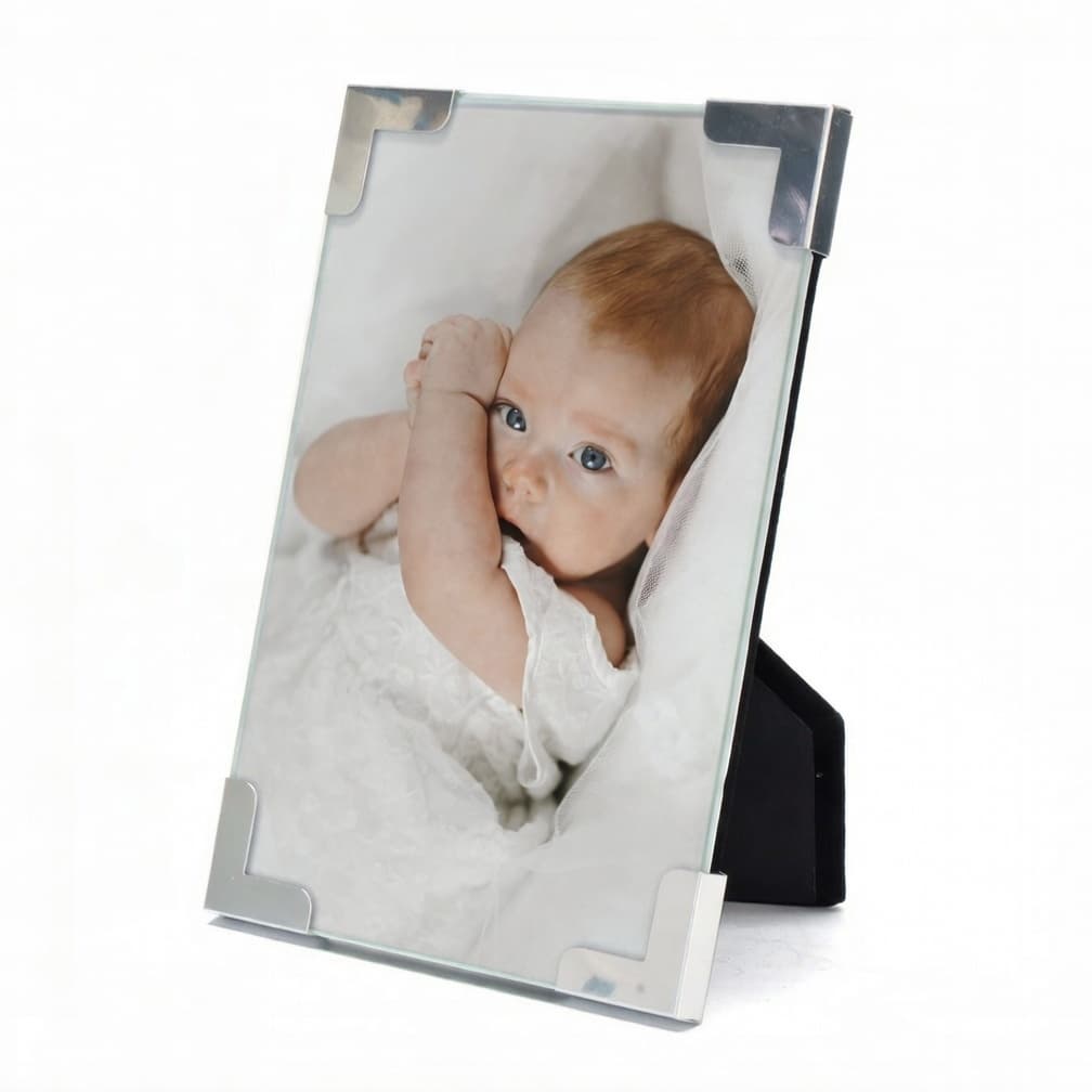 Porta-retrato prata 10x15 com foto de bebê recém-nascido