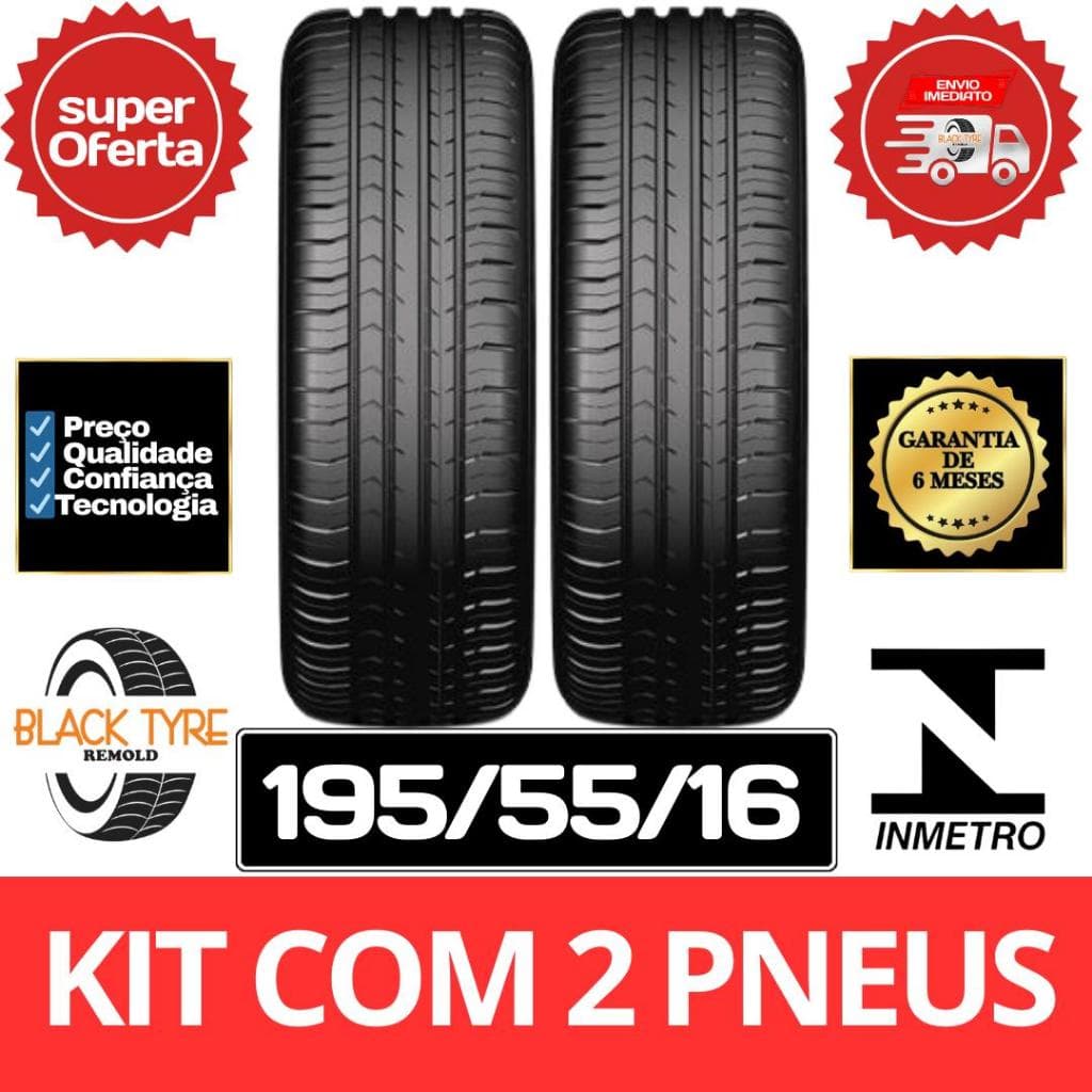 Kit 2 Pneus Remold Black Tyre 195/55 R16 Excellence Aro 16