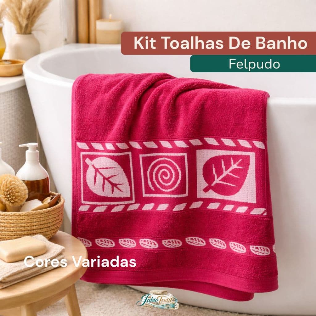 Kit 5 Toalhas De Banho 100% Algodão Felpudo Estampadas Folhas Toalha Banho Macia