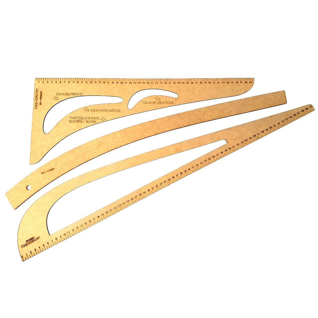 Kit esquadro régua curva para corte e costura MDF 1504
