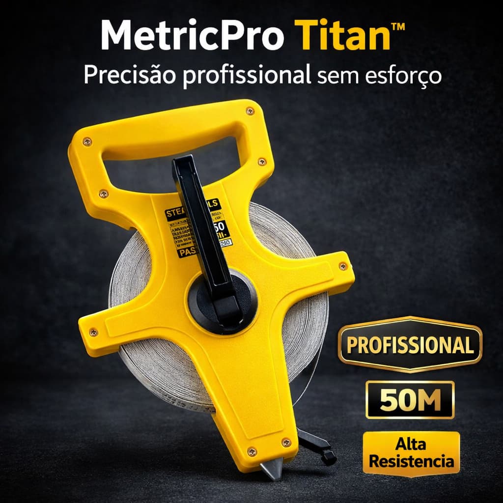 Fita métrica profissional 50m MetricPro Titan, precisão profissional, alta resistência