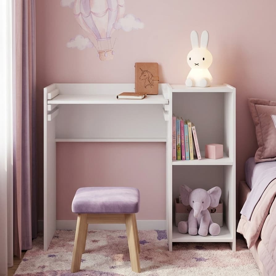 Escrivaninha Infantil Ajustável com Nicho Lateral em MDF/MDP Resistente