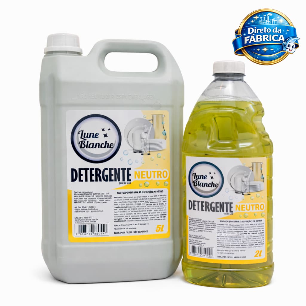 Detergente Neutro Líquido 2L e 5L Alta Limpeza Remove Gordura Multiuso Cozinha Louça Limpeza Pesada