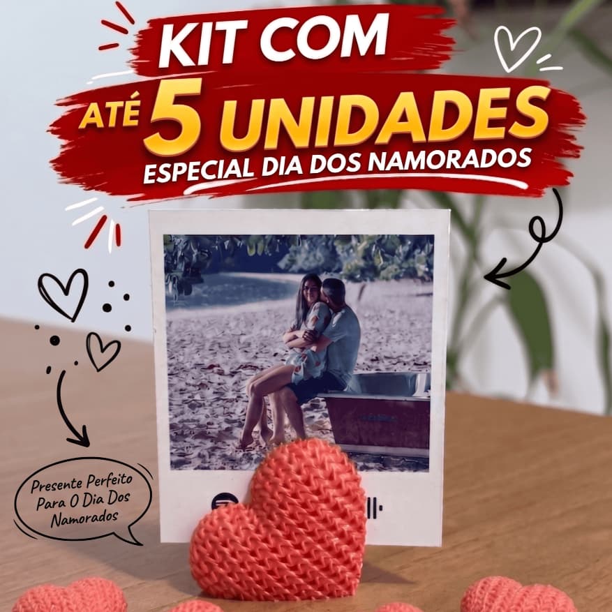 Kit com até 5 porta retratos 3D em forma de coração para o Dia dos Namorados