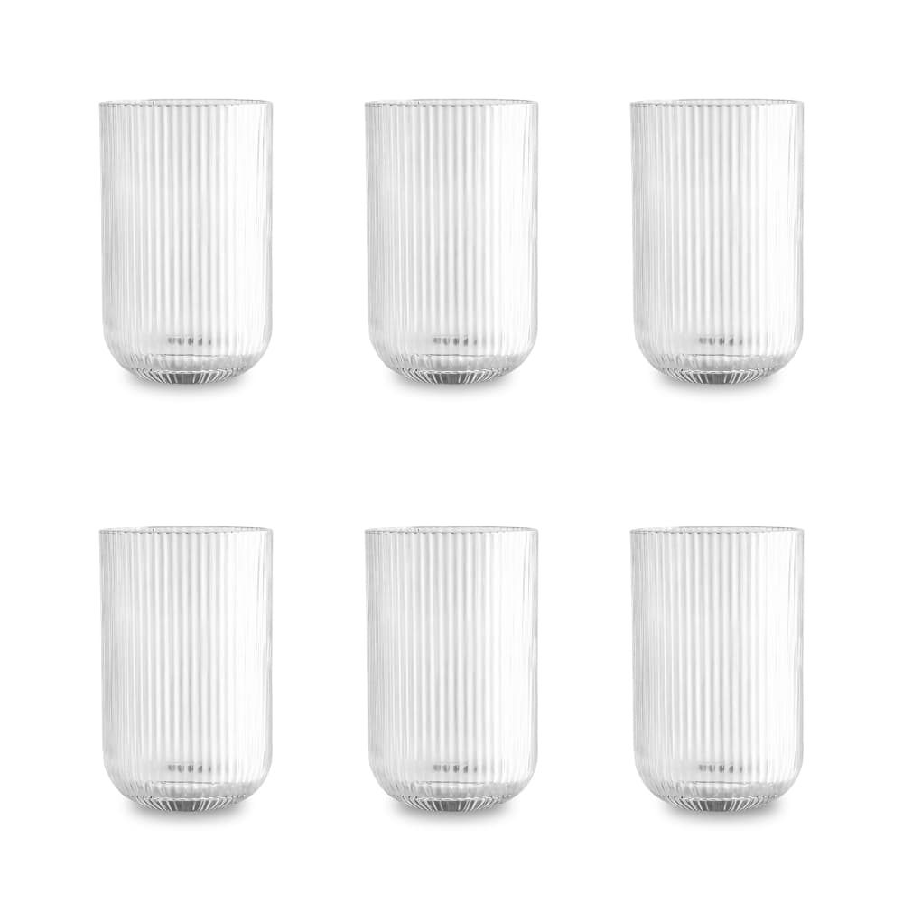 Jogo 6 Copos Versalhes 460ml Vidro Transparente com Design Listrado