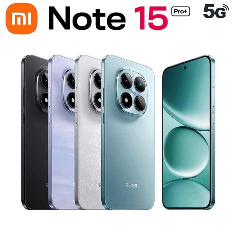 Xiaomi Redmi Note 15 Pro+ Plus 5G em várias cores - preto, cinza, branco e azul