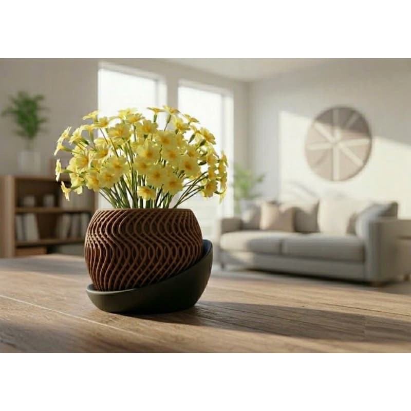 Vaso Decorativo Geométrico Moderno | Vaso para Mesa Sala Estante | Modelo Organic Lattice 13cm