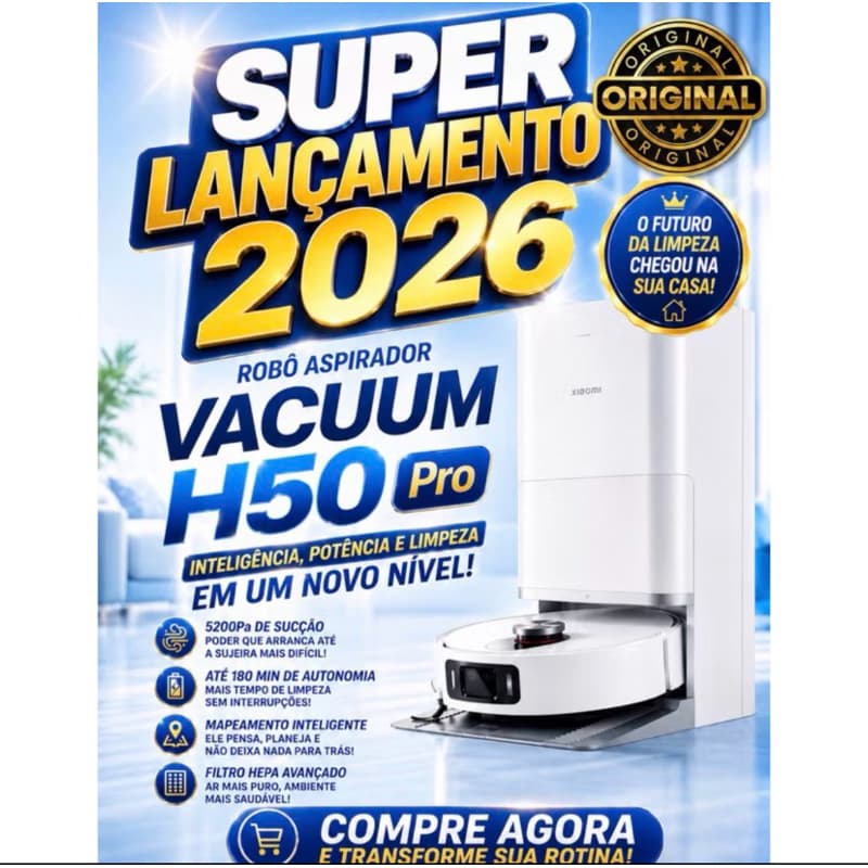 Robô Aspirador Vacuum H50 Pro com mop giratório e limpeza automática