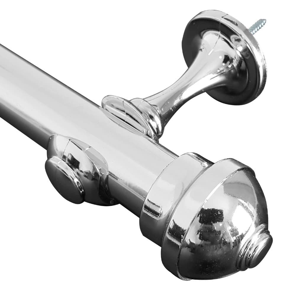 Varão de cortina de metal 28mm com acabamento cromado polido, fundo branco