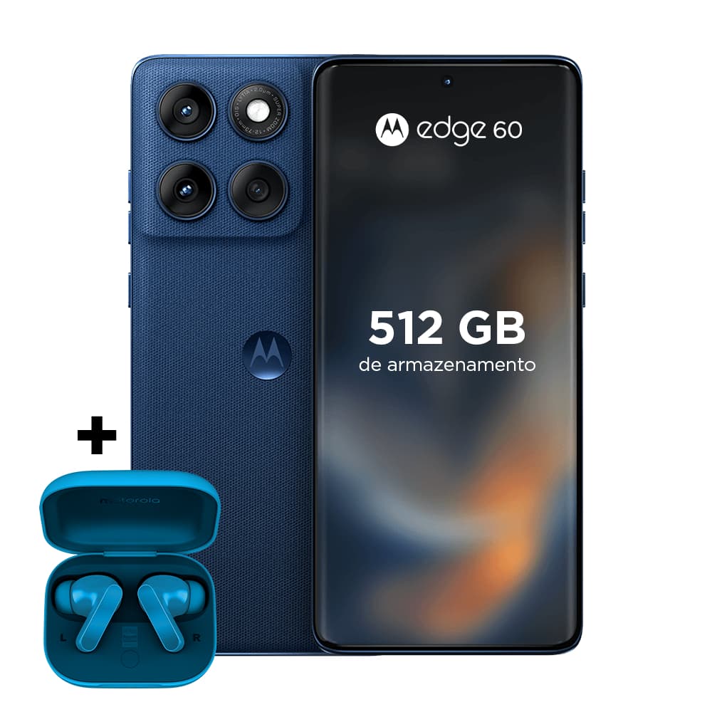 Kit Motorola Edge 60 com fone Moto Buds Bass - 512 GB de armazenamento