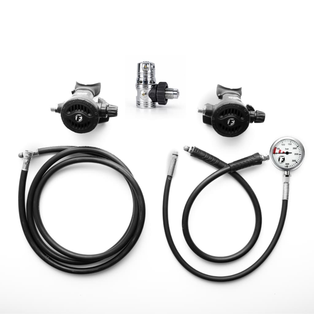 Kit Regulador Recreativo DIR Fun Dive RX-01 DIN X-7 com Mangueiras e Manômetro