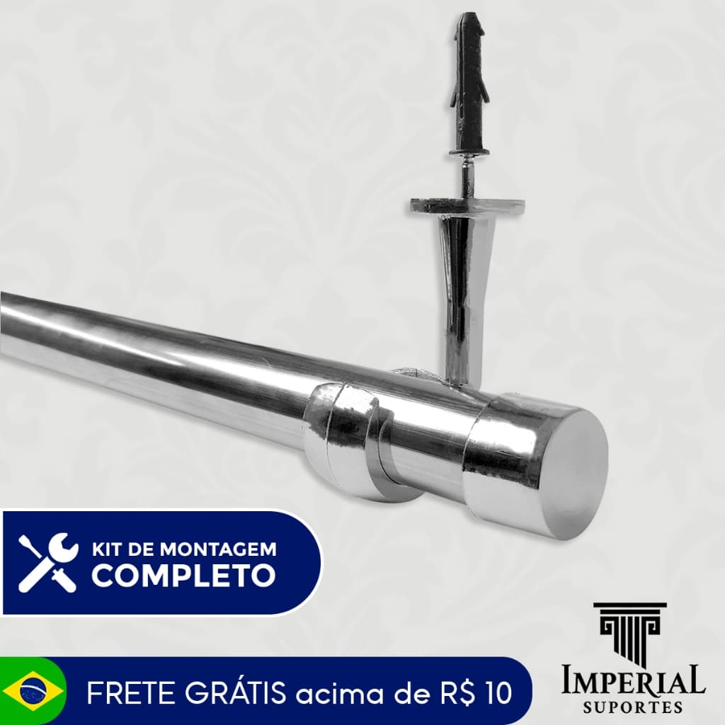 Suporte de cortina em aço inoxidável 1,50m 28mm com kit de montagem completo